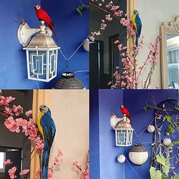 虫の置物 楽天市場】虫よけ オウム 鸚鵡 置物 ブルーorレッド 防虫 害虫